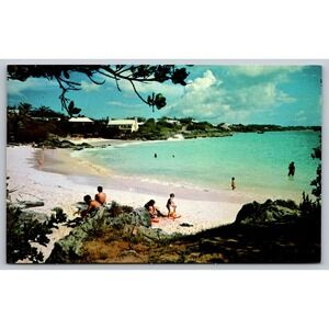 Vintage Bermuda Postcard John Smiths Bay South Shore Pink Sand Beach Ocean